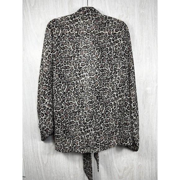 Perch by Blu Pepper Leopard Tie Front Open Cardigan One Size Boho Chic - Picture 2 of 9
